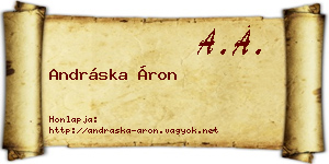 Andráska Áron névjegykártya